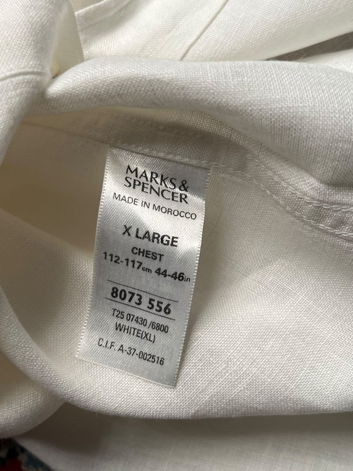 MARKS & SPENCER BLUE HARBOUR WHITE LINEN BUTTON DOWN SHIRT - XL