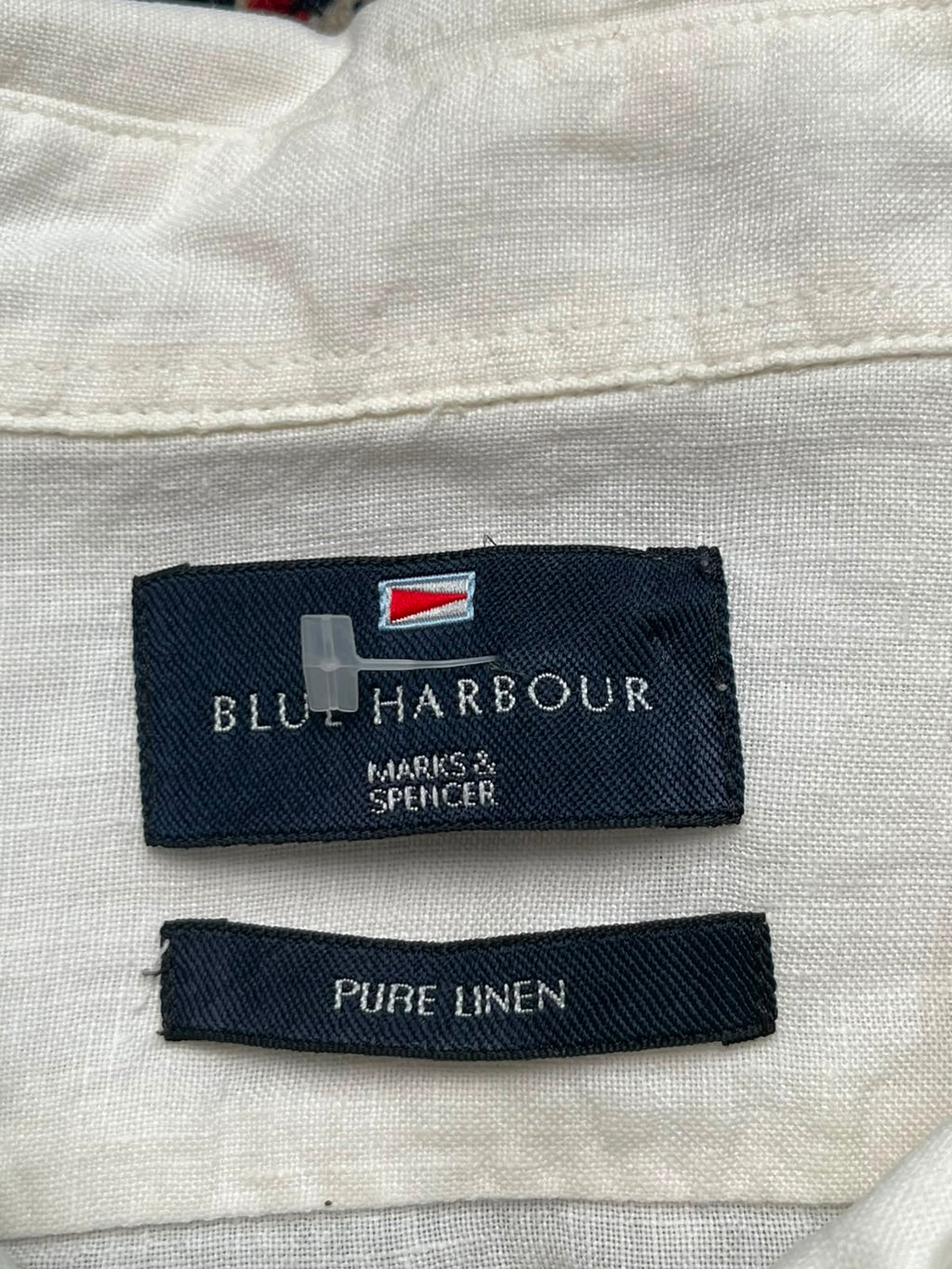 MARKS & SPENCER BLUE HARBOUR WHITE LINEN BUTTON DOWN SHIRT - XL