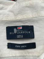 MARKS & SPENCER BLUE HARBOUR WHITE LINEN BUTTON DOWN SHIRT - XL