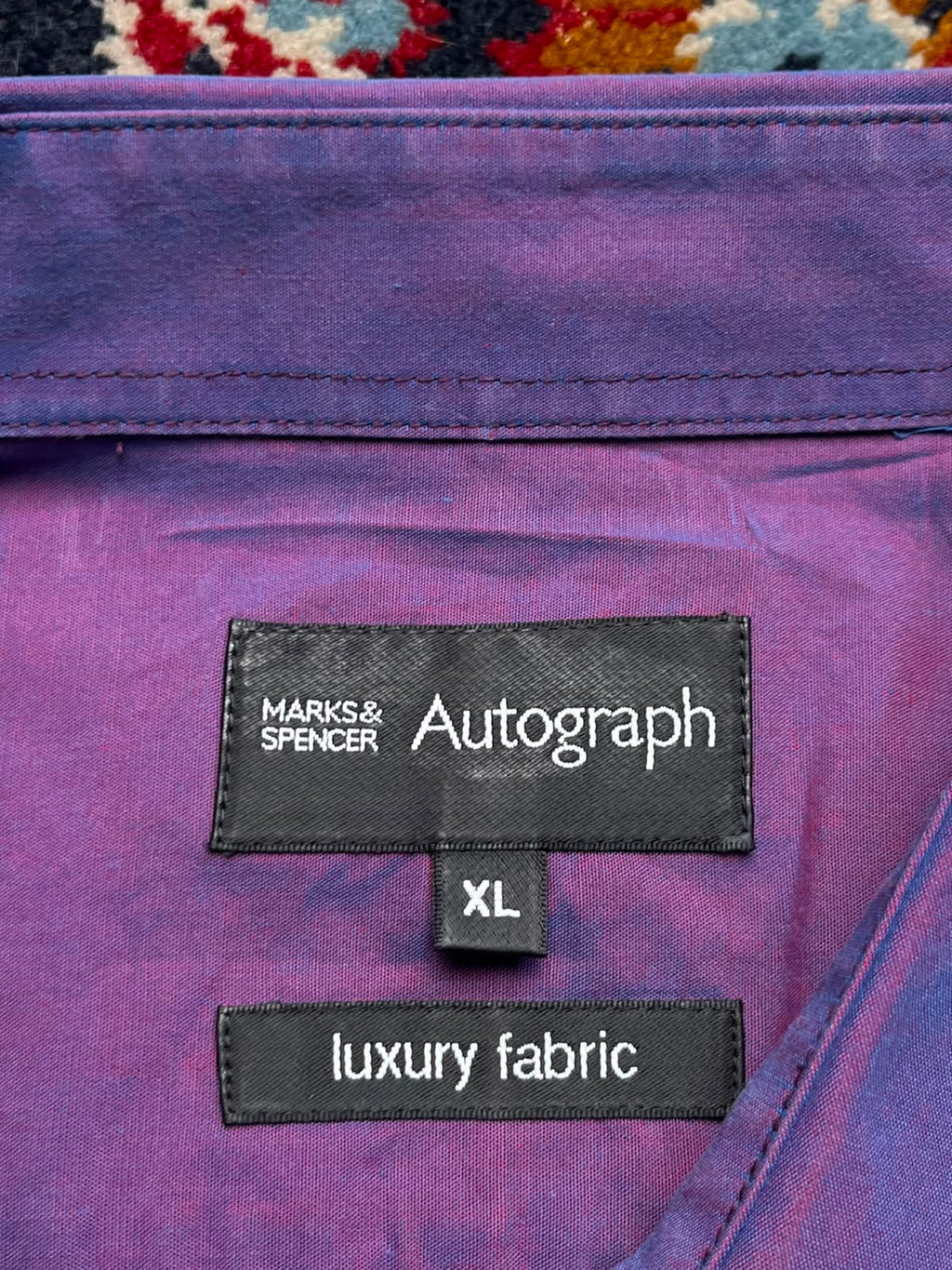 MARKS & SPENCER AUTOGRAPH LUXURY FABRIC PURPLE BUTTON DOWN SHIRT - XL