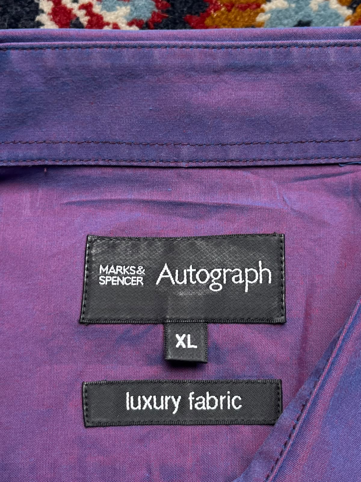 MARKS & SPENCER AUTOGRAPH LUXURY FABRIC PURPLE BUTTON DOWN SHIRT - XL