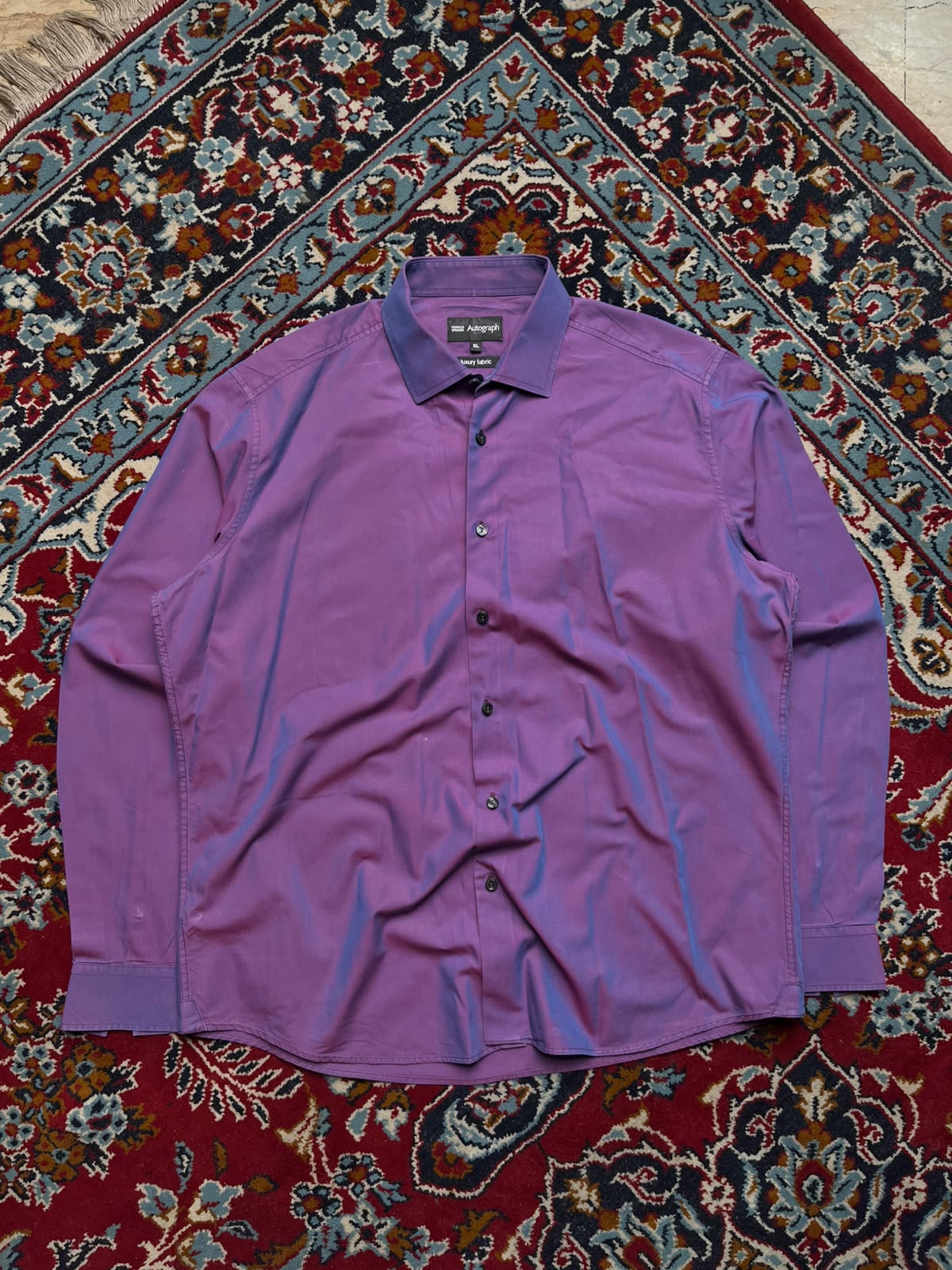MARKS & SPENCER AUTOGRAPH LUXURY FABRIC PURPLE BUTTON DOWN SHIRT - XL