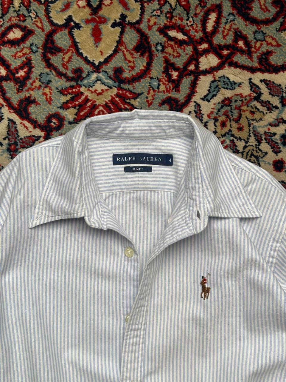 Polo Ralph Lauren Slim Fit Seersucker Striped Women BUTTON DOWN SHIRT - M