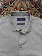 NEXT Slim Fit Grey Textured Grid Pattern BUTTON DOWN SHIRT - XL