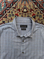 Massimo Dutti Finest Fabric Blue White Checked Plaid BUTTON DOWN SHIRT - L