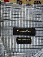 Massimo Dutti Finest Fabric Blue White Checked Plaid BUTTON DOWN SHIRT - L