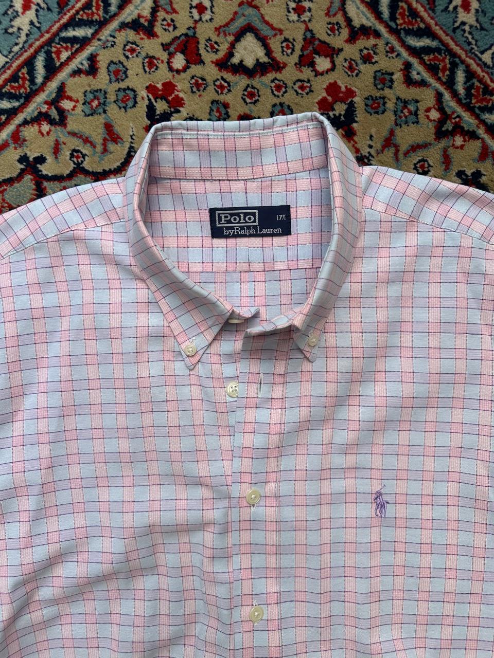 Polo Ralph Lauren Pink Light Blue Plaid BUTTON DOWN SHIRT - L