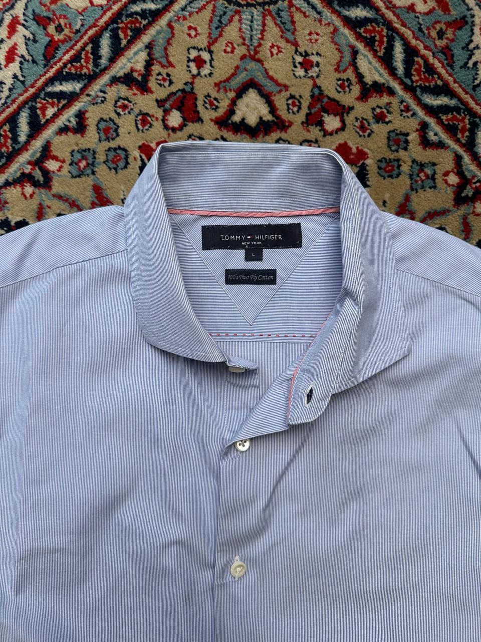 Tommy Hilfiger New York 100s Two Ply Cotton Light Blue  BUTTON DOWN SHIRT - L