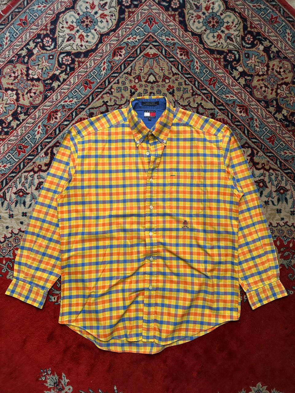 Vintage Tommy Hilfiger Crest Logo Plaid Check BUTTON DOWN SHIRT - XL