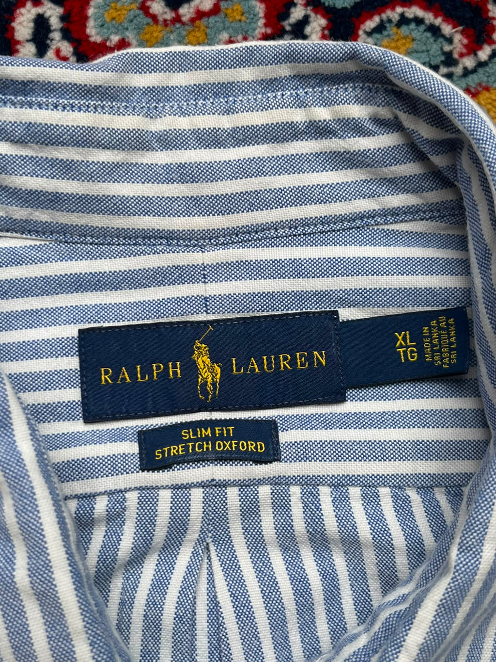 RALPH LAUREN Slim Fit Stretch Oxford Striped BUTTON DOWN SHIRT - XL