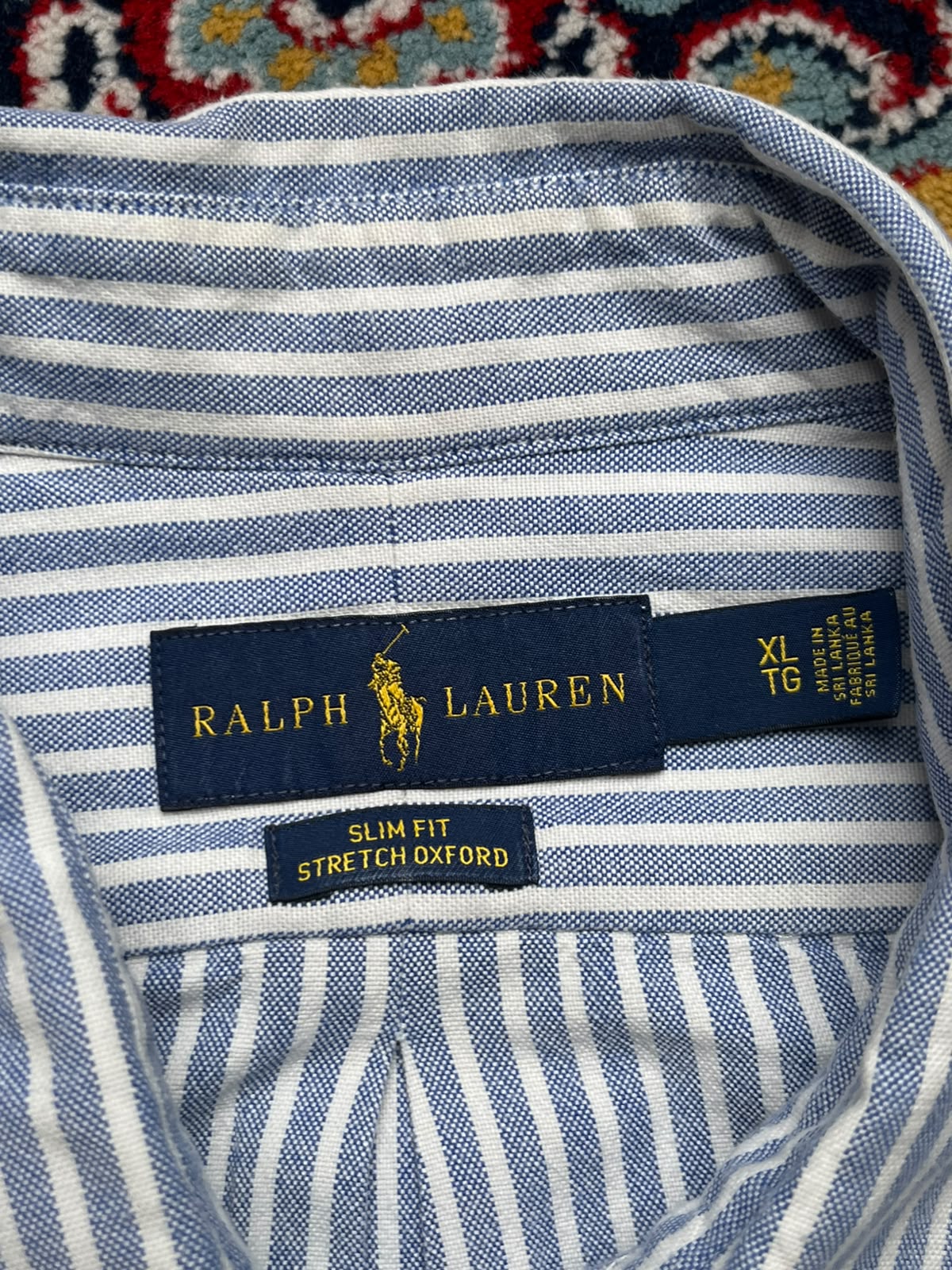 RALPH LAUREN Slim Fit Stretch Oxford Striped BUTTON DOWN SHIRT - XL