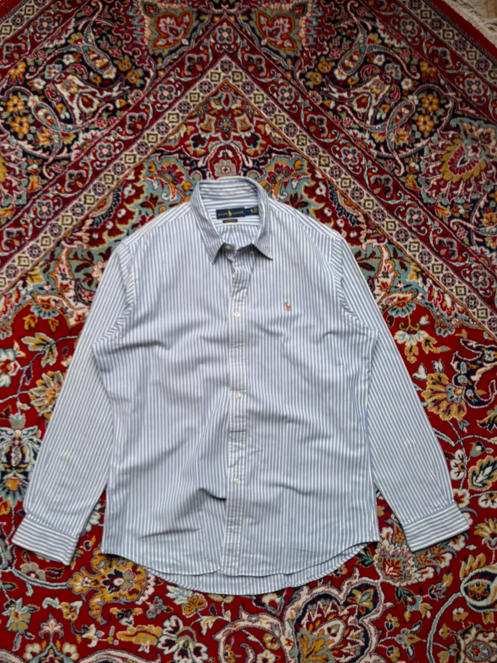 RALPH LAUREN Slim Fit Stretch Oxford Striped BUTTON DOWN SHIRT - XL