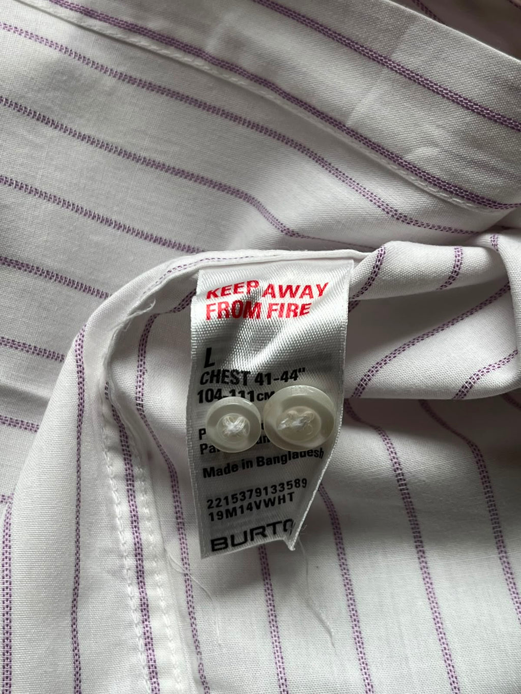BURTON Tailored Cotton Rich Striped BUTTON DOWN SHIRT - L