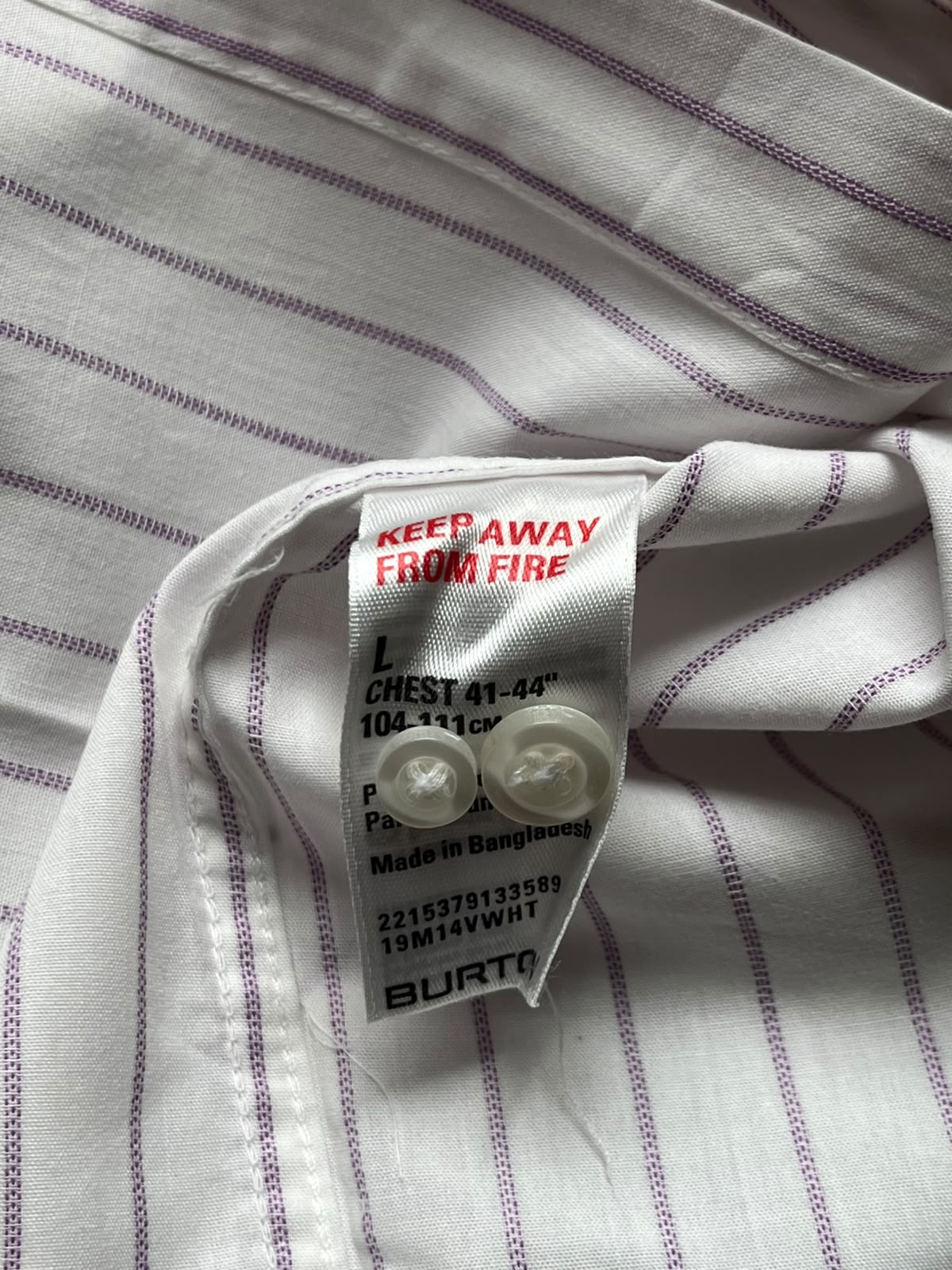 BURTON Tailored Cotton Rich Striped BUTTON DOWN SHIRT - L