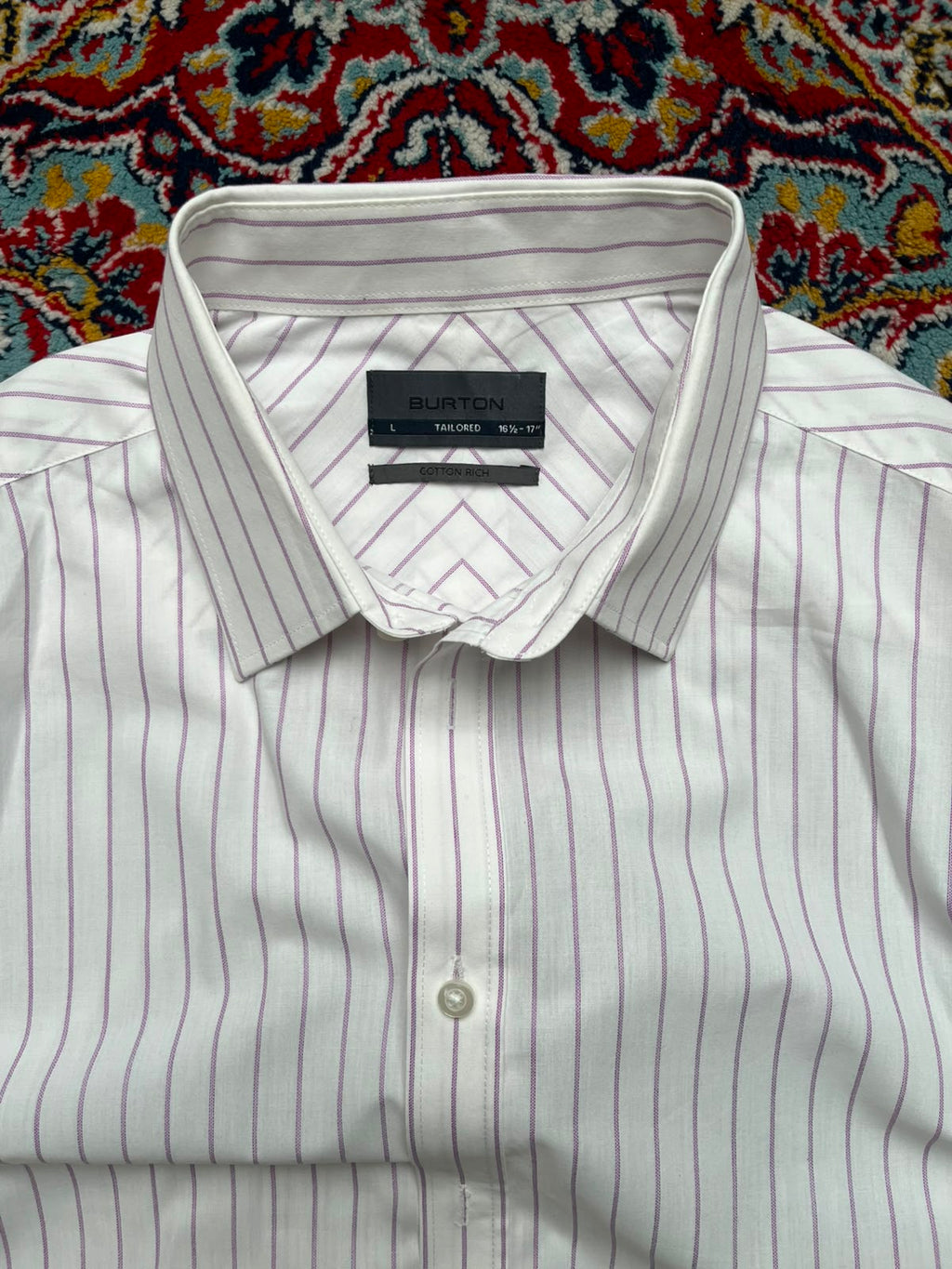 BURTON Tailored Cotton Rich Striped BUTTON DOWN SHIRT - L