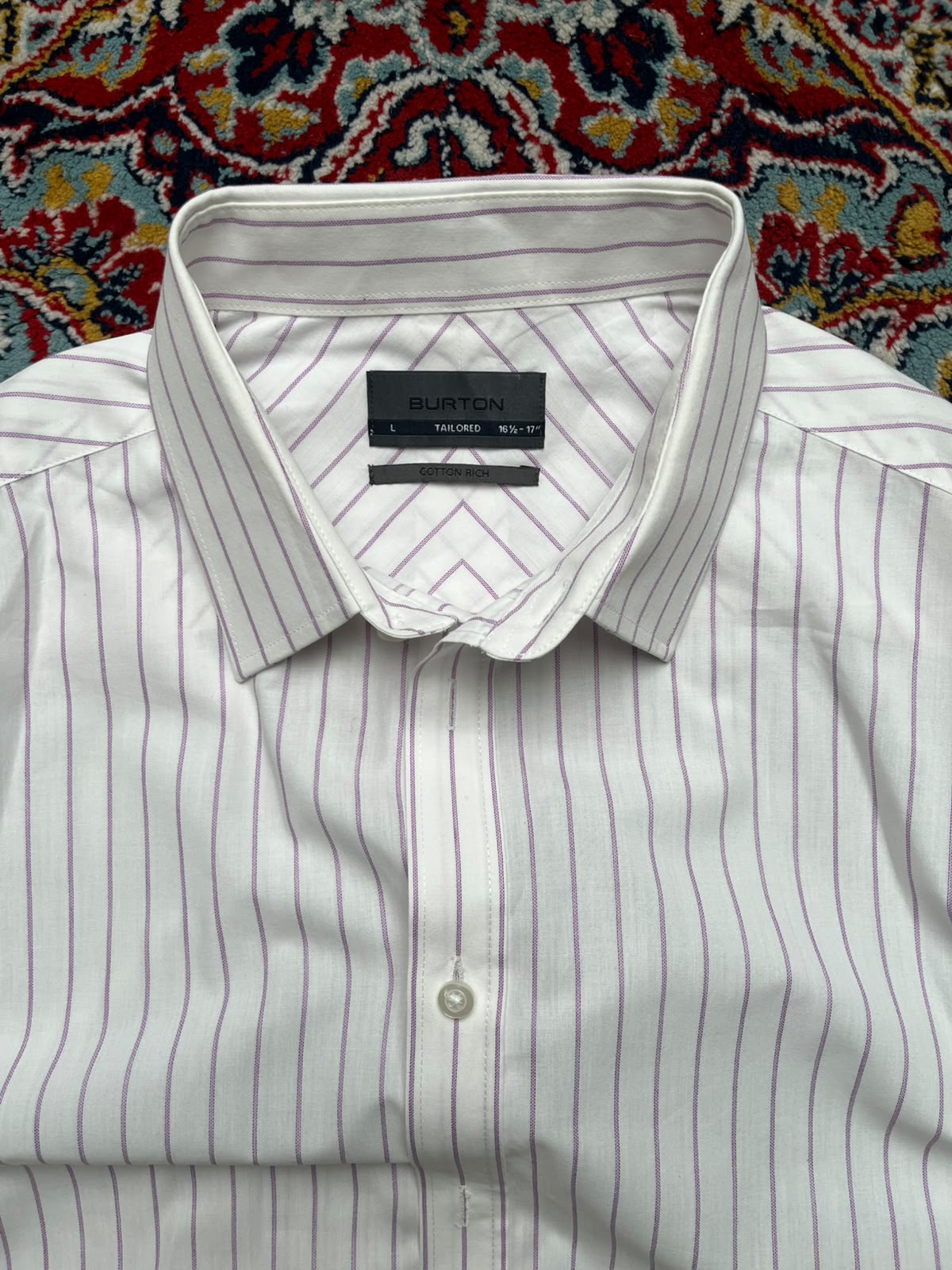 BURTON Tailored Cotton Rich Striped BUTTON DOWN SHIRT - L