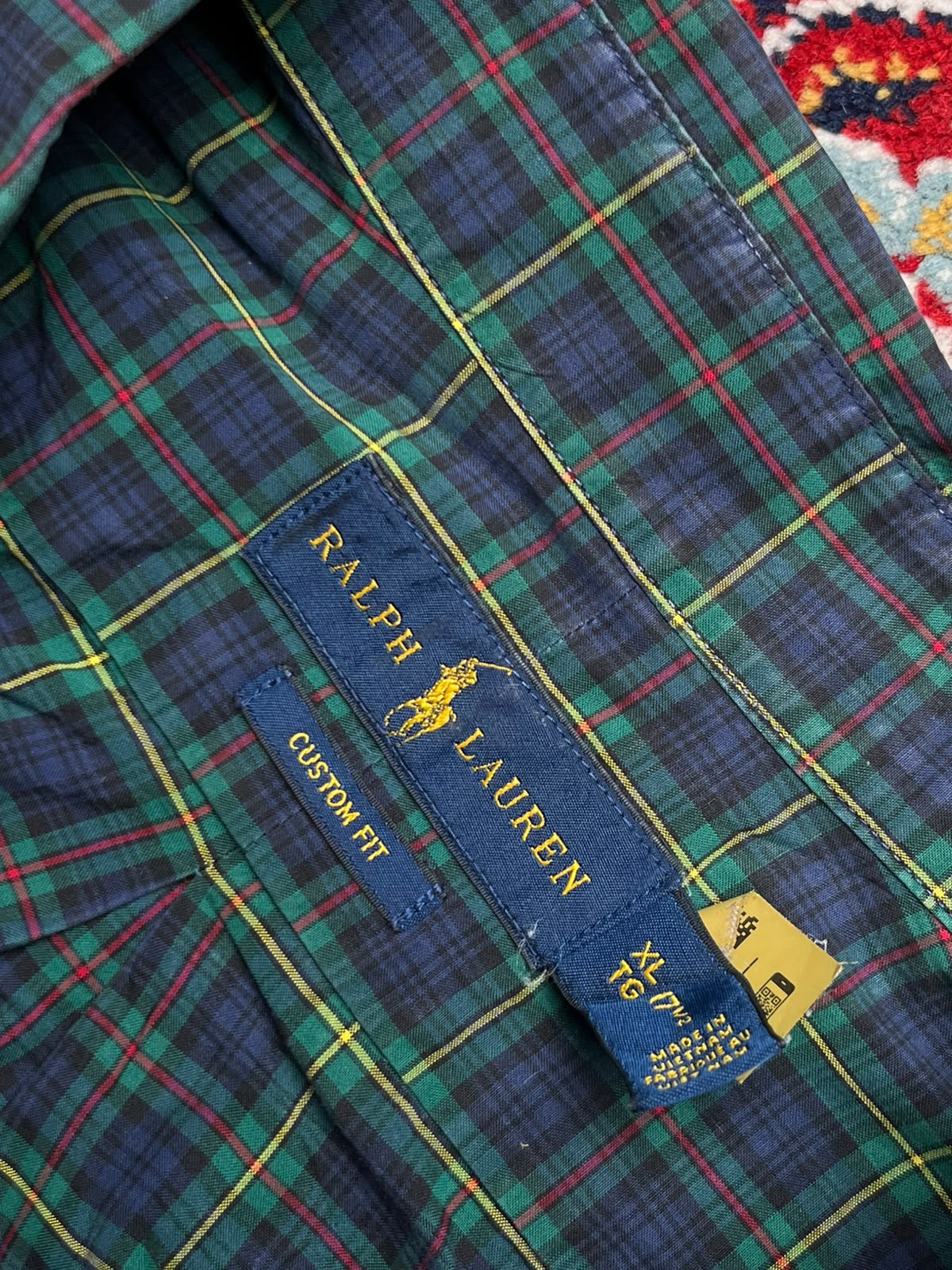 RALPH LAUREN Custom Fit CHECK BUTTON DOWN SHIRT - XL