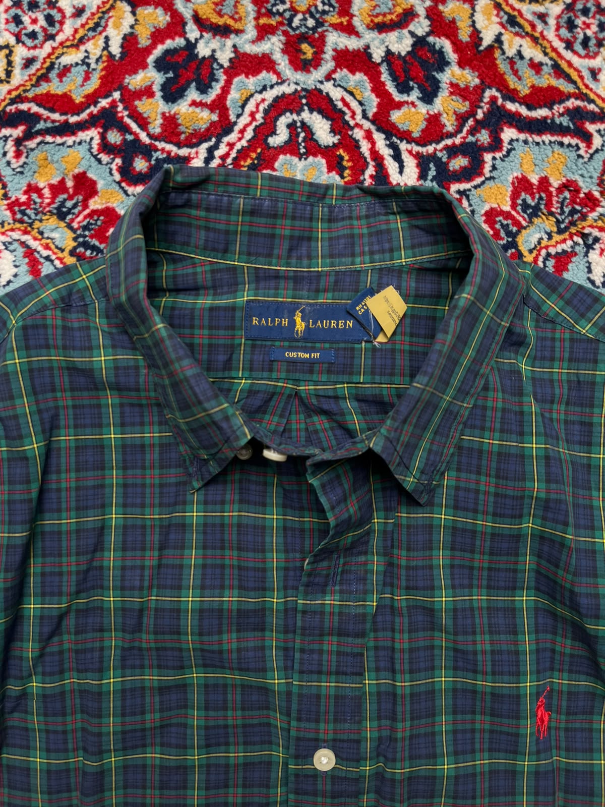 RALPH LAUREN Custom Fit CHECK BUTTON DOWN SHIRT - XL