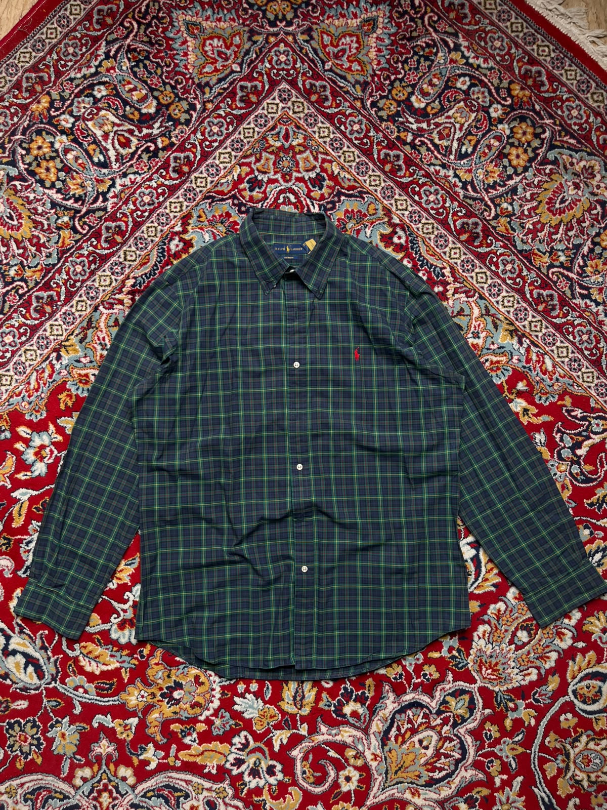 RALPH LAUREN Custom Fit CHECK BUTTON DOWN SHIRT - XL