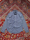 AMERICAN EAGLE OUTFITTERS BLUE STRIPED ATHLETIC FIT BUTTON DOWN SHIRT - L