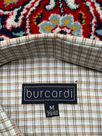 Burcardi Plaid Checkered Cotton Neutral Pattern Button Down Shirt - L