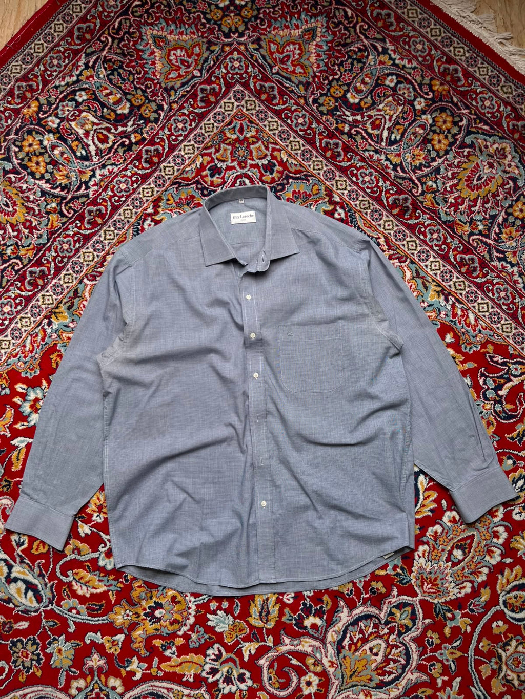 Guy Laroche Paris Micro Check Pattern Button Down Shirt - L