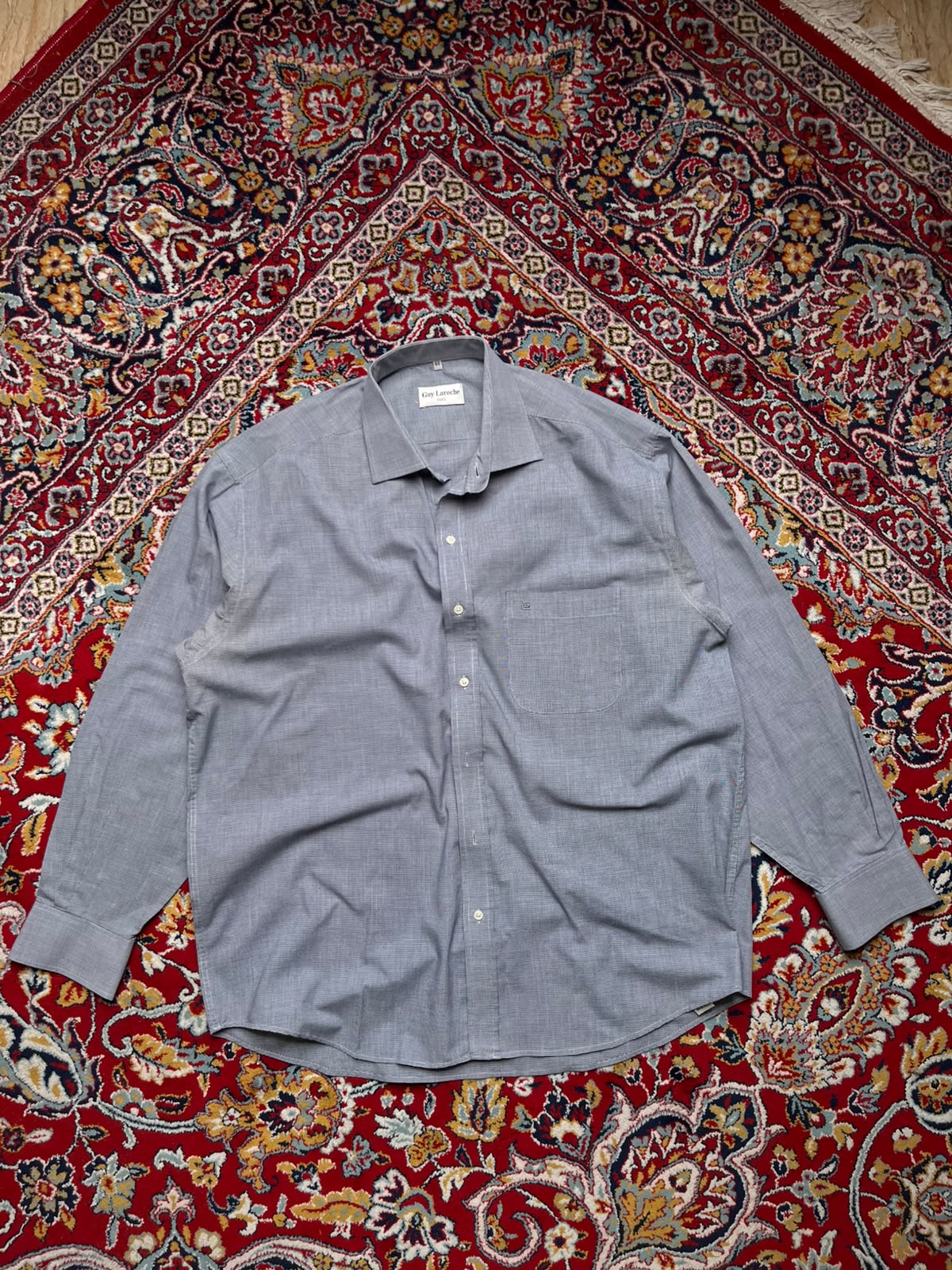 Guy Laroche Paris Micro Check Pattern Button Down Shirt - L