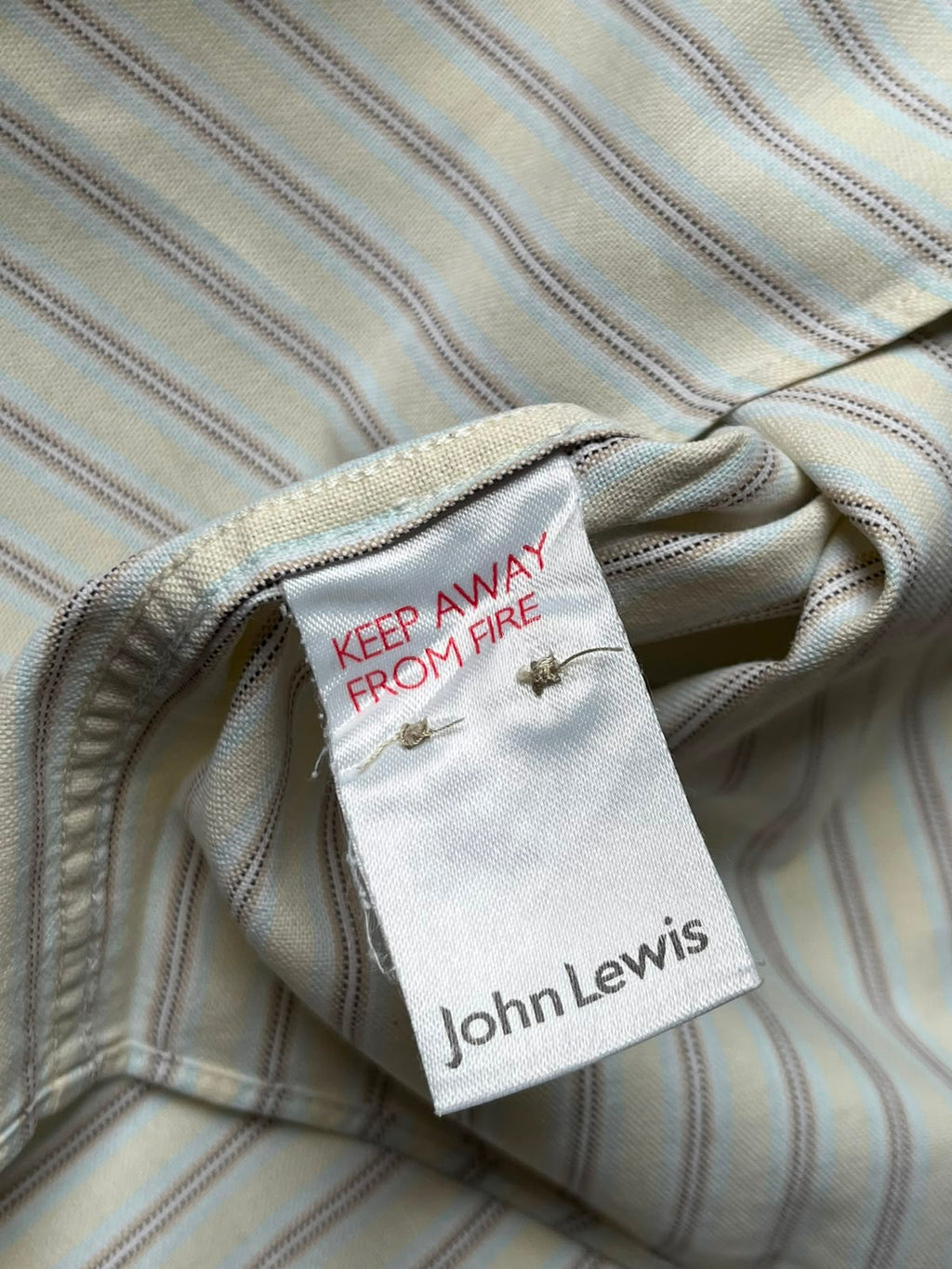 John Lewis Cream Striped Cropped BUTTON DOWN SHIRT - XL