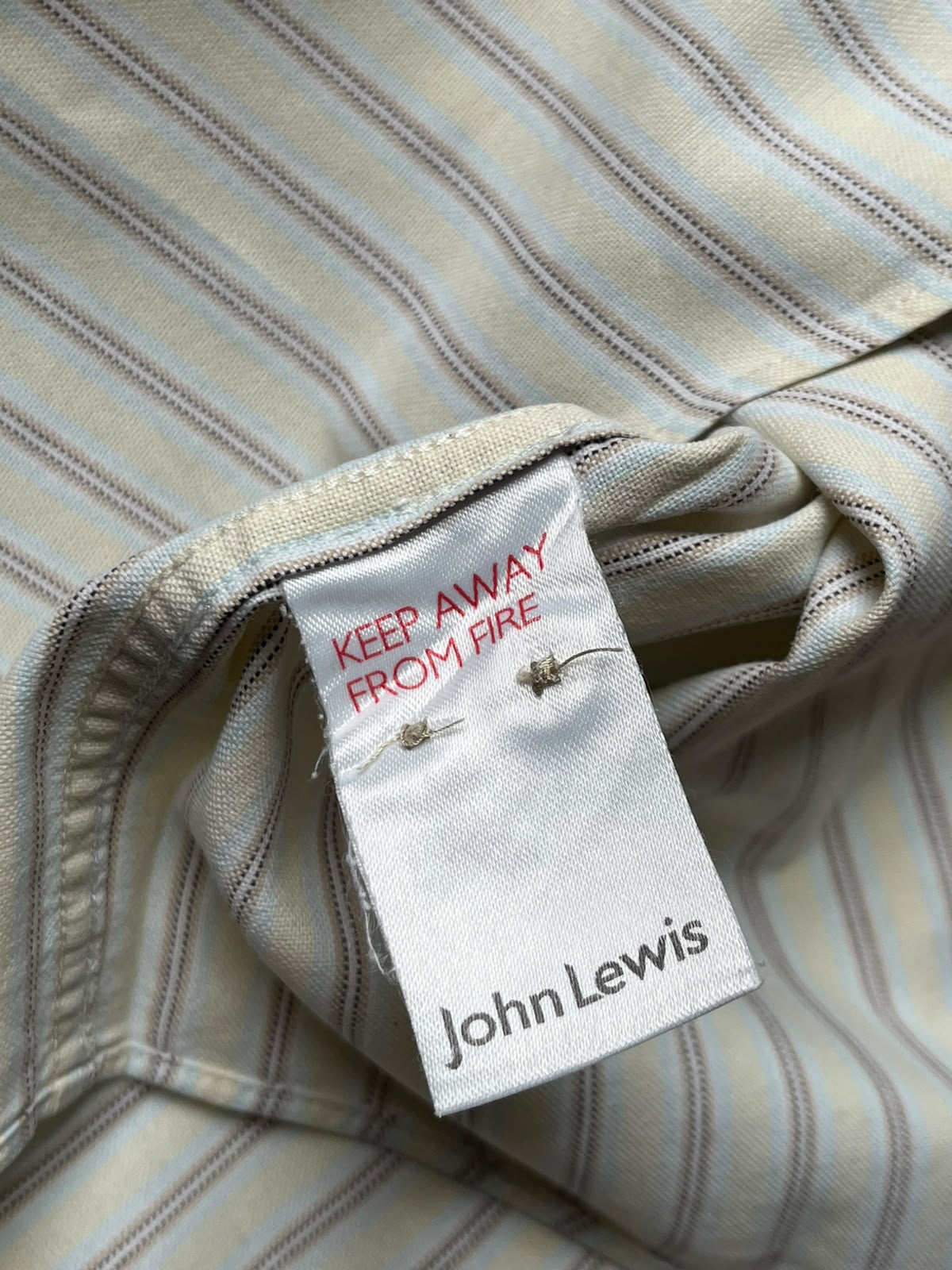 John Lewis Cream Striped Cropped BUTTON DOWN SHIRT - XL