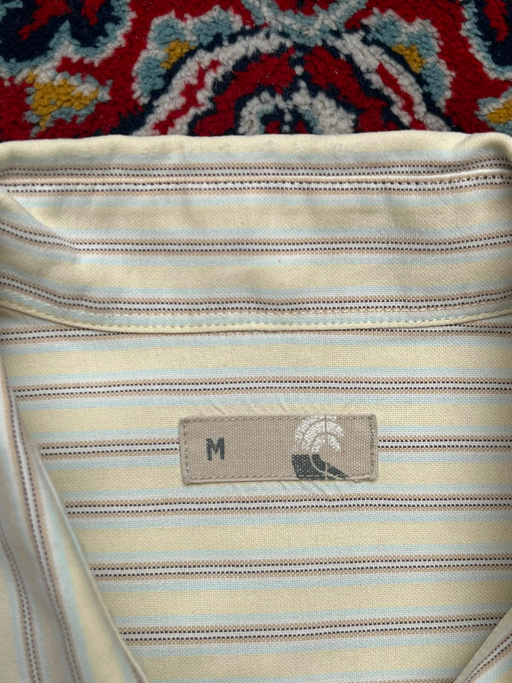 John Lewis Cream Striped Cropped BUTTON DOWN SHIRT - XL