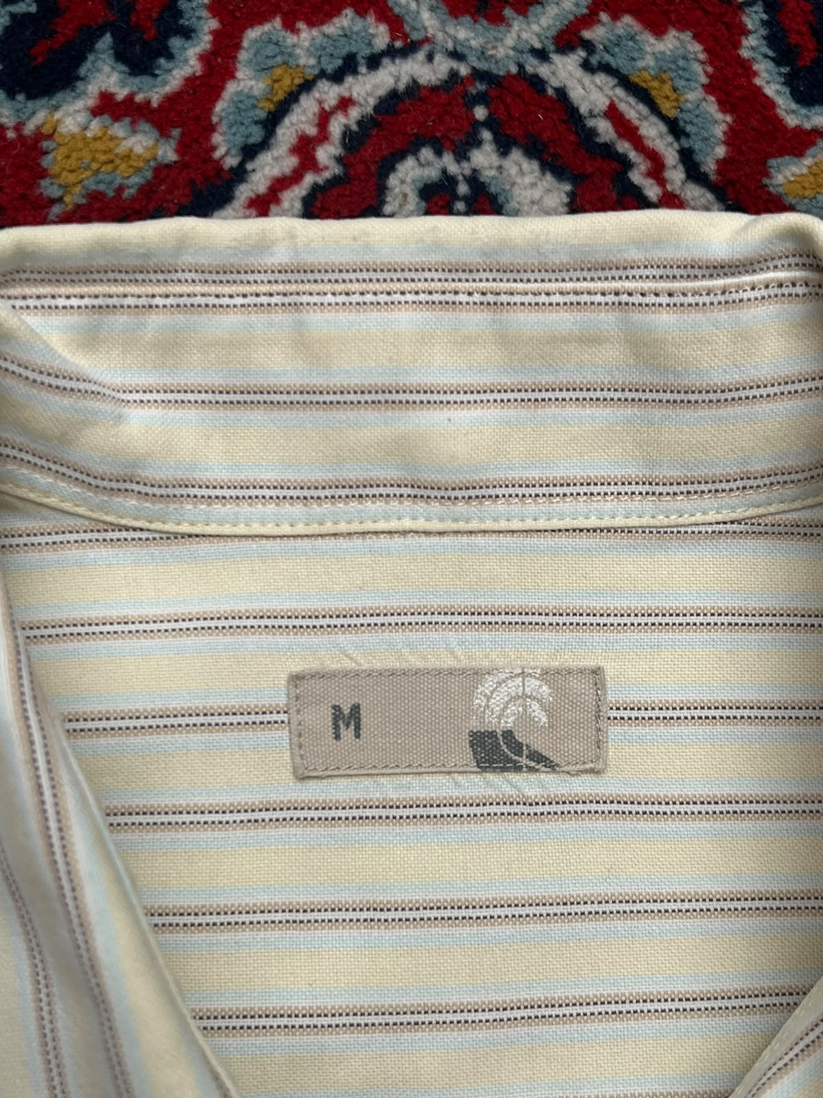 John Lewis Cream Striped Cropped BUTTON DOWN SHIRT - XL