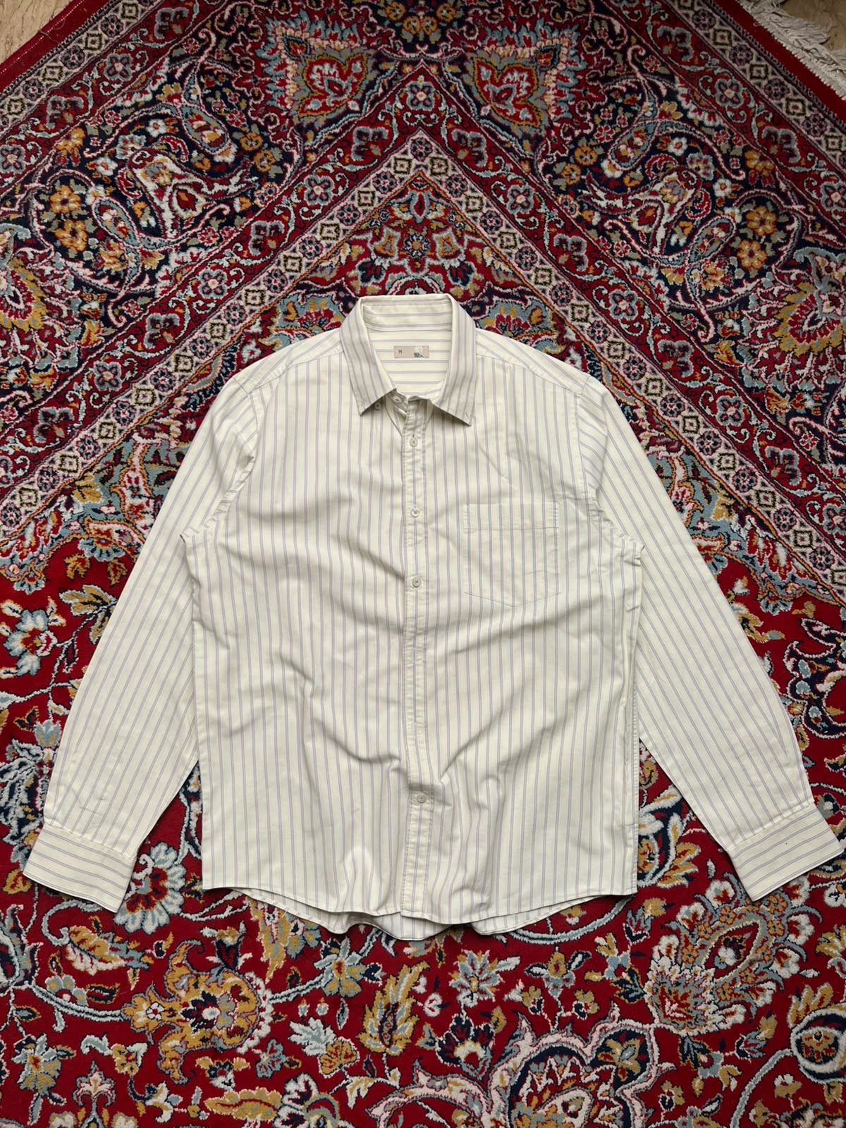 John Lewis Cream Striped Cropped BUTTON DOWN SHIRT - XL