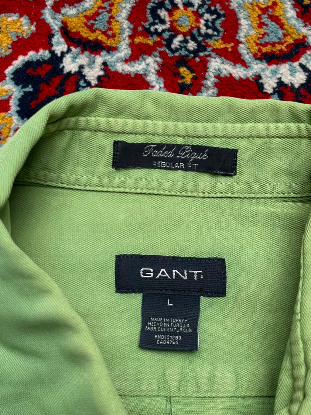 GANT Faded Piqué Regular Fit Green BUTTON DOWN SHIRT - XL