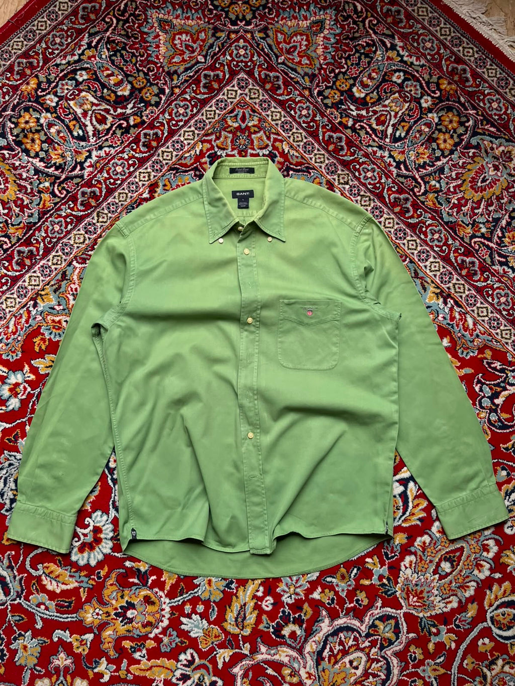 GANT Faded Piqué Regular Fit Green BUTTON DOWN SHIRT - XL