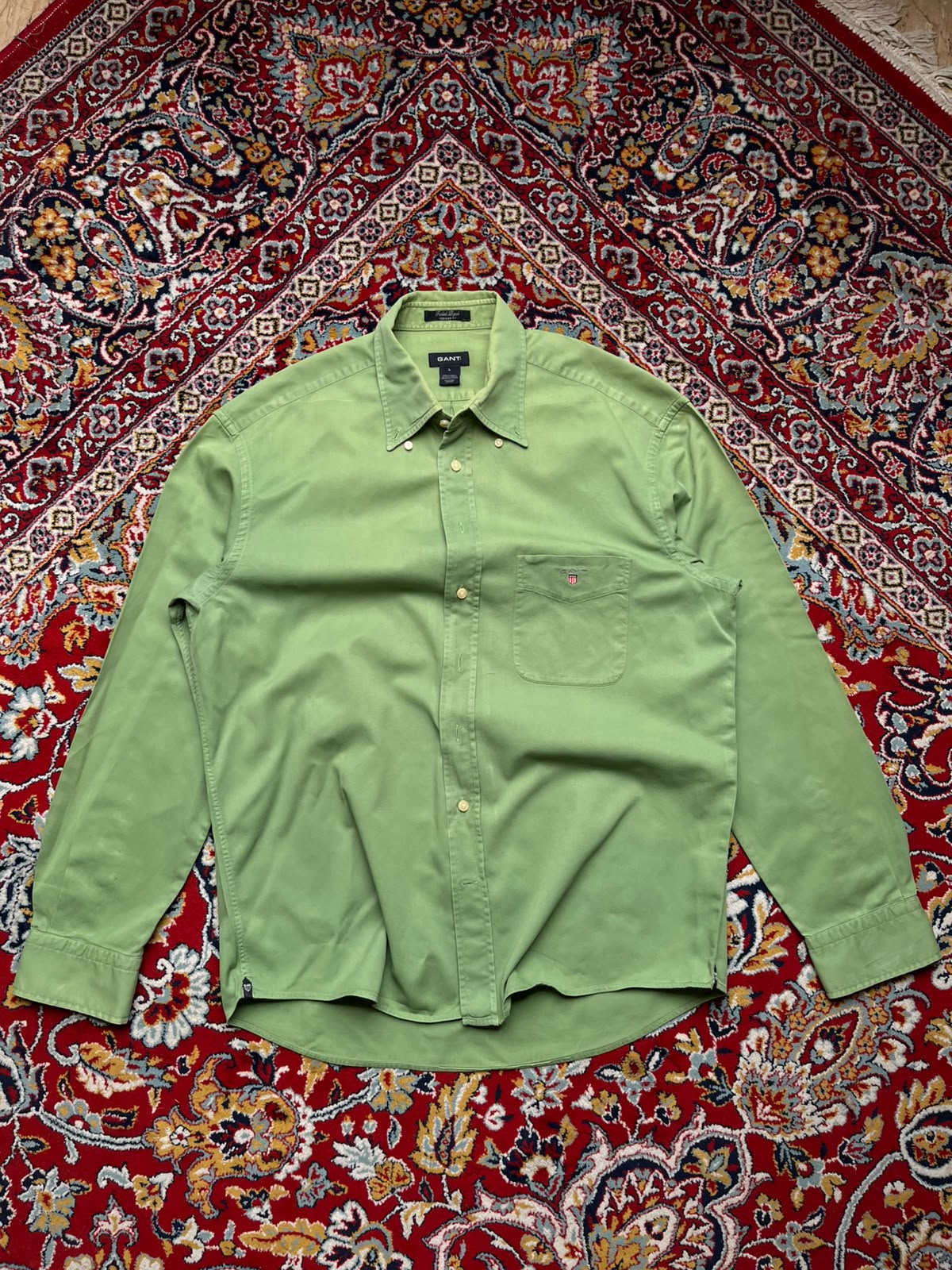 GANT Faded Piqué Regular Fit Green BUTTON DOWN SHIRT - XL