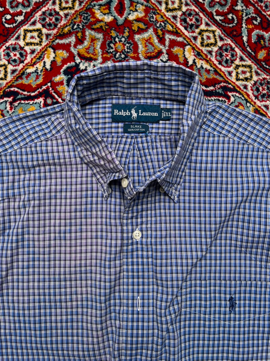 Polo Ralph Lauren Blake Blue Plaid Cotton Button Down Shirt - XL
