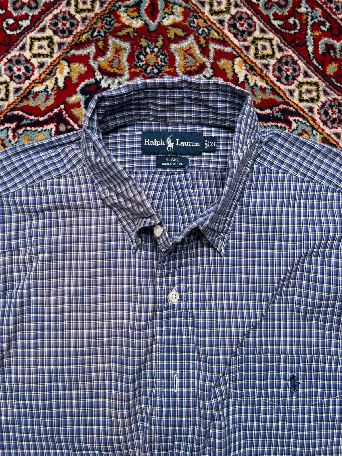 Polo Ralph Lauren Blake Blue Plaid Cotton Button Down Shirt - XL