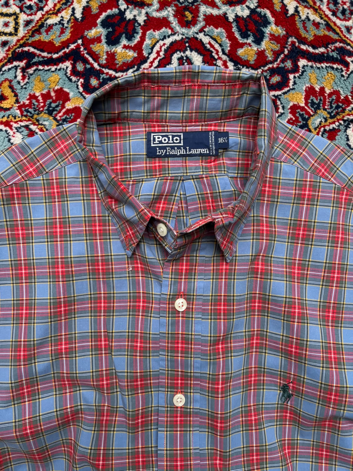 Polo Ralph Lauren Blue Red Plaid Cotton Button Down Shirt - XL