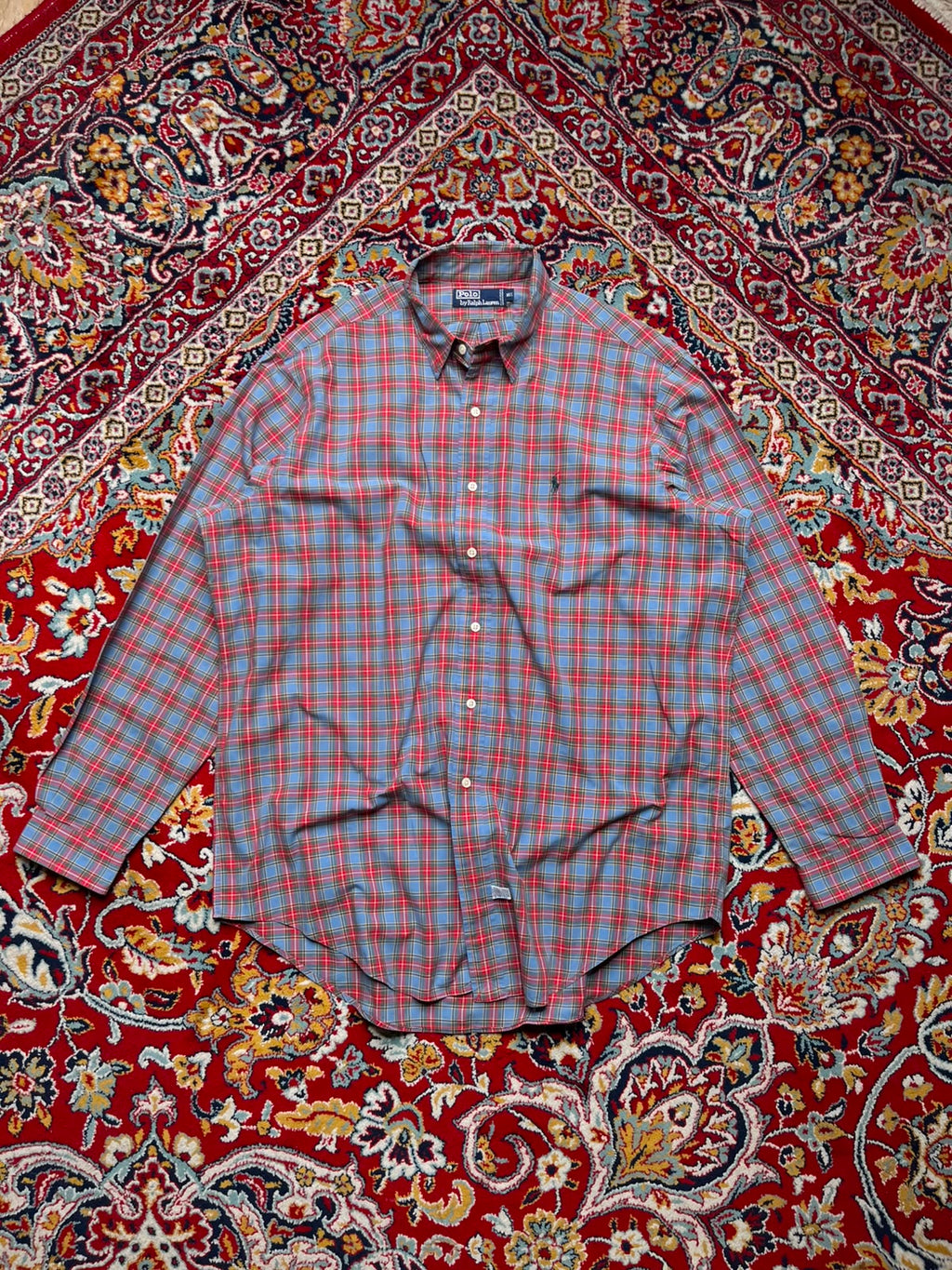 Polo Ralph Lauren Blue Red Plaid Cotton Button Down Shirt - XL