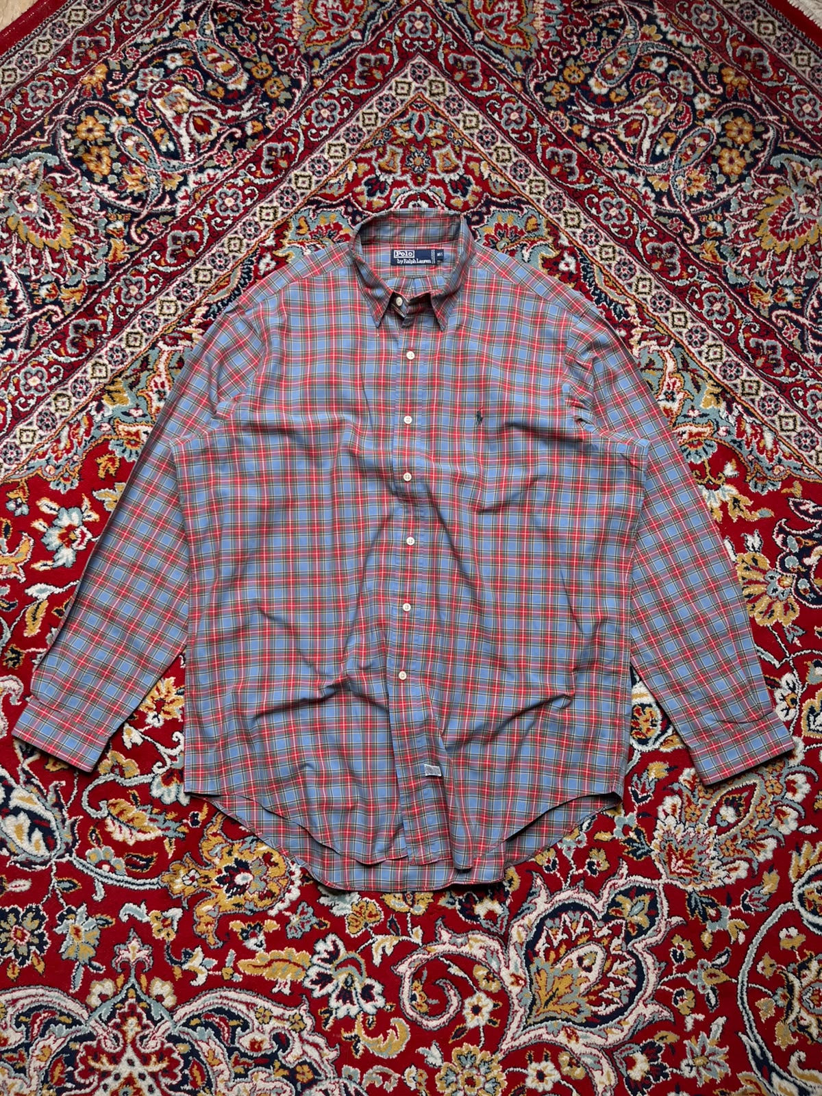 Polo Ralph Lauren Blue Red Plaid Cotton Button Down Shirt - XL