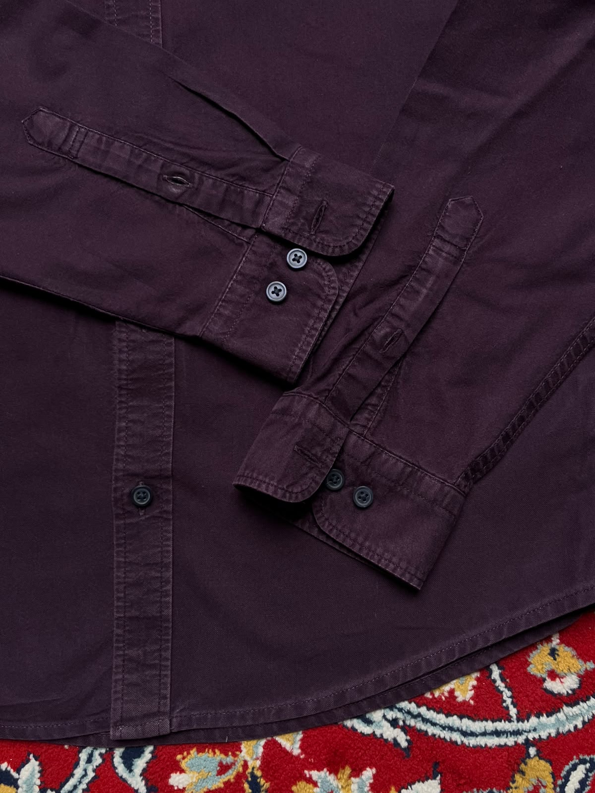 Marks & Spencer Laundered Oxford Purple Button Down Shirt - M