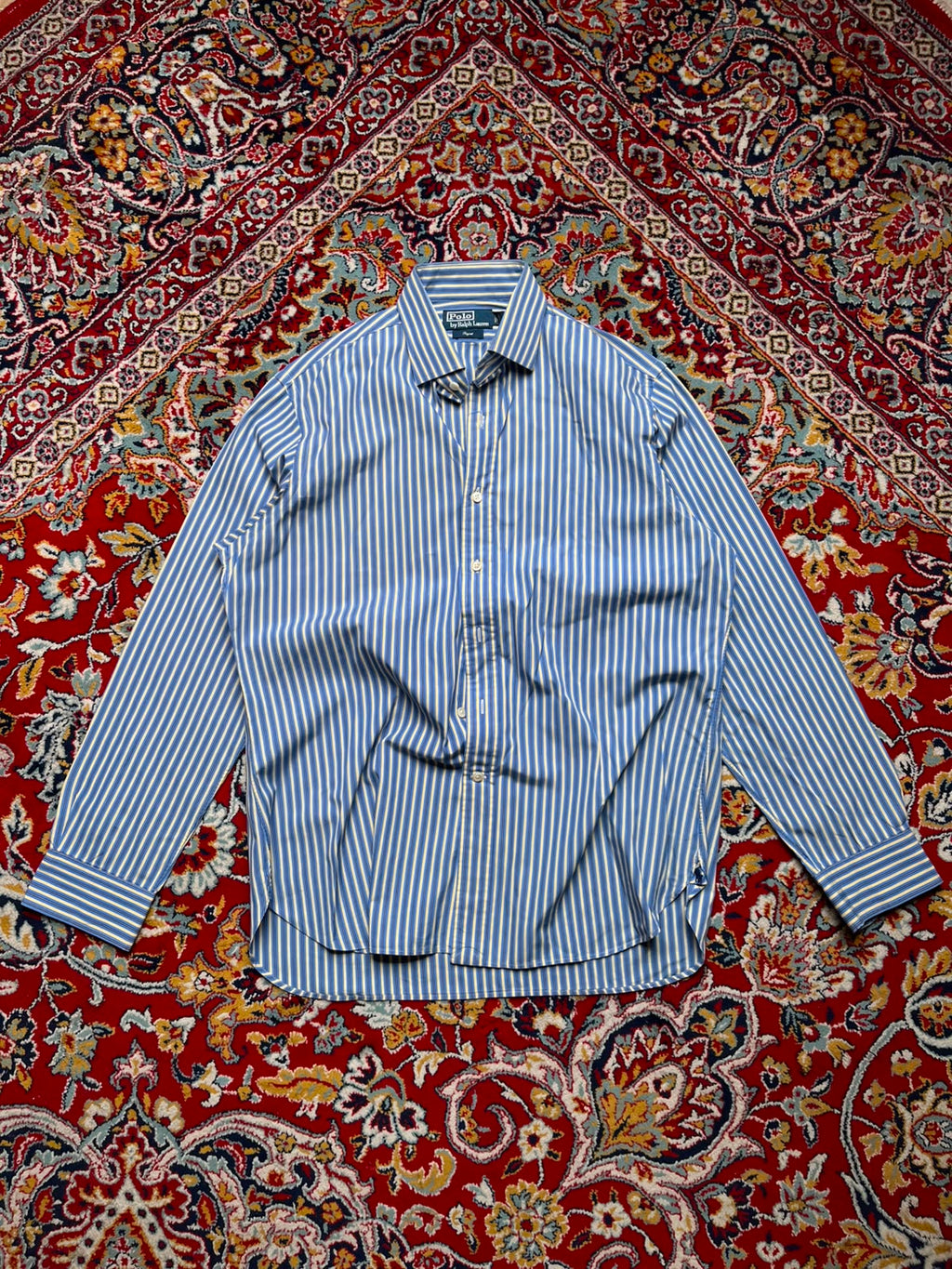 Polo Ralph Lauren BLUE White Striped Button Down Shirt - XL