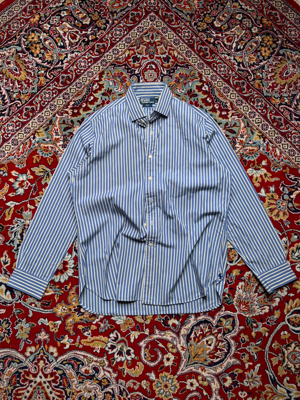 Polo Ralph Lauren BLUE White Striped Button Down Shirt - XL
