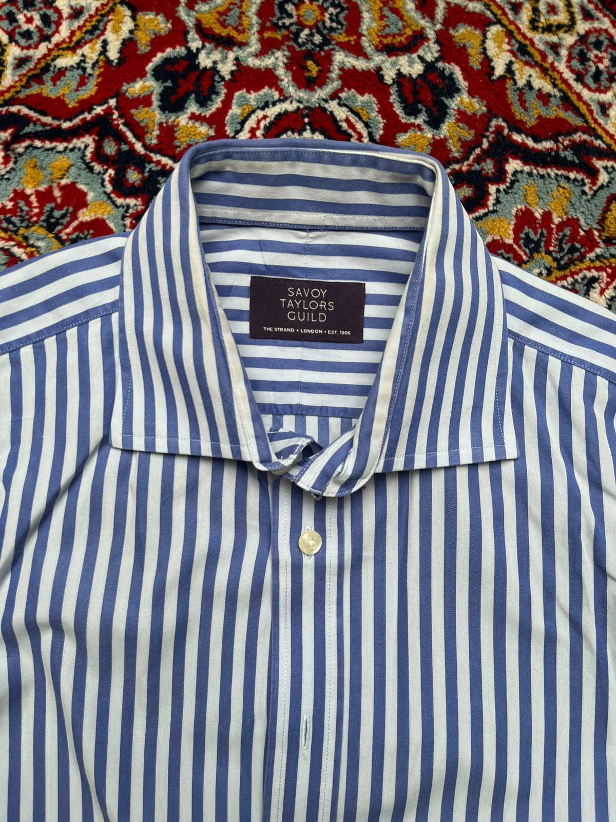 Savoy Taylors Guild Striped French Cuff Button Down Shirt - L