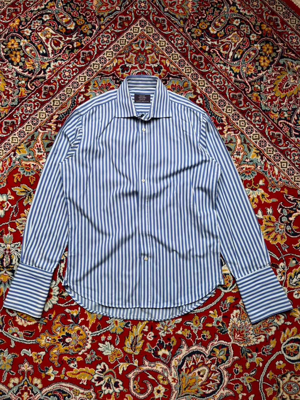 Savoy Taylors Guild Striped French Cuff Button Down Shirt - L