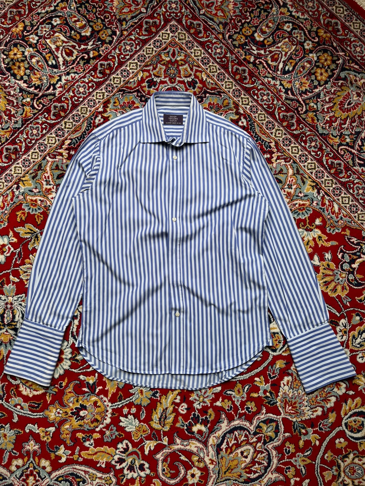 Savoy Taylors Guild Striped French Cuff Button Down Shirt - L