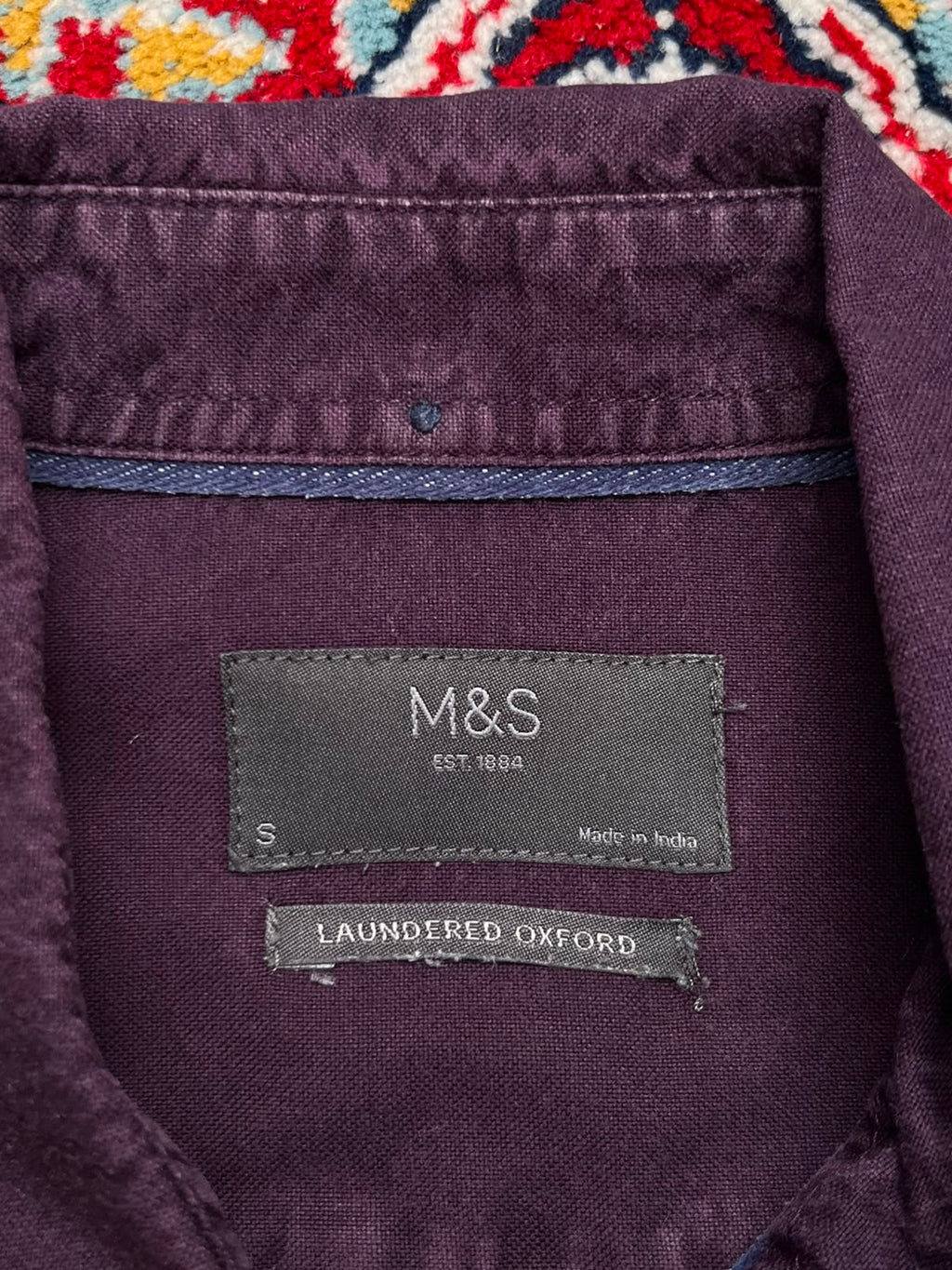 Marks & Spencer Laundered Oxford Purple Button Down Shirt - M