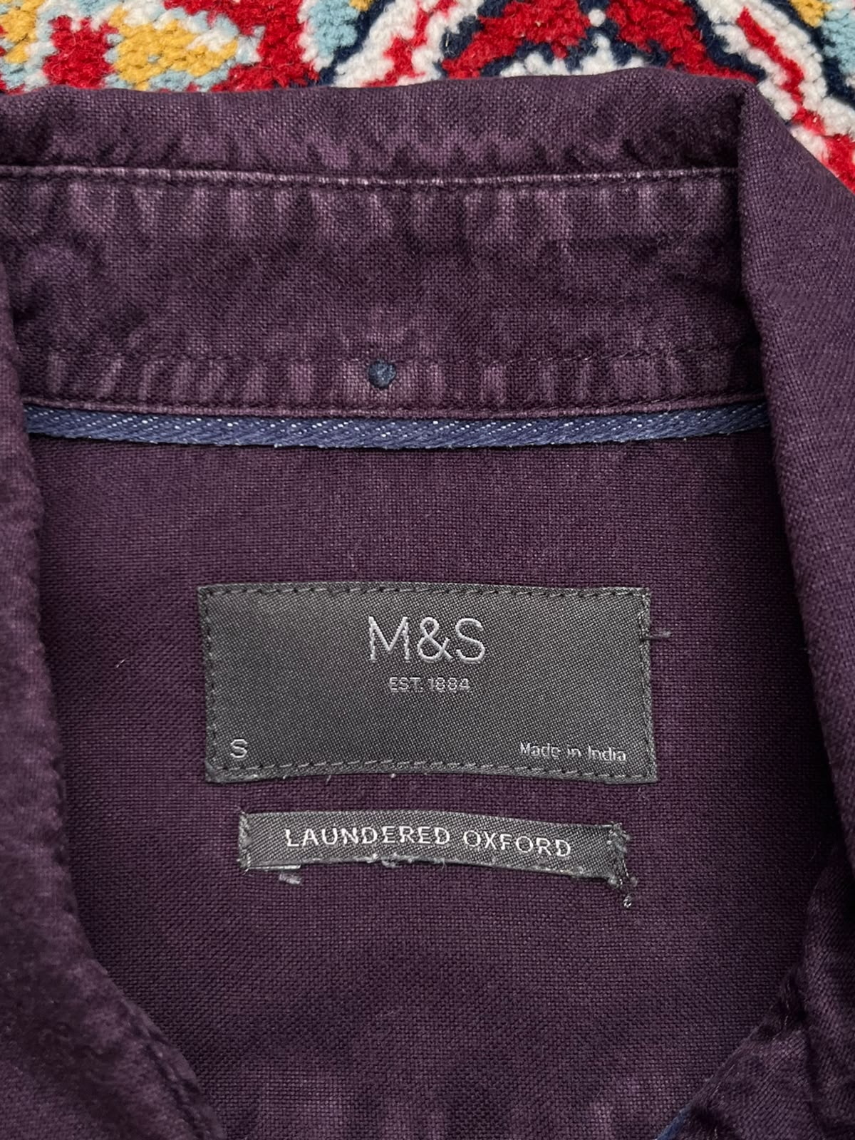 Marks & Spencer Laundered Oxford Purple Button Down Shirt - M
