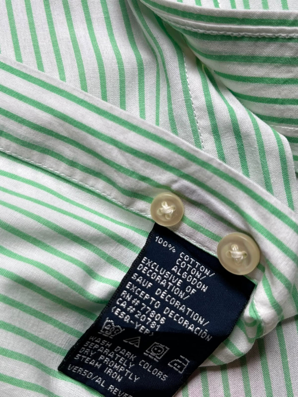Tommy Hilfiger Green White Striped Button Down Shirt - XL