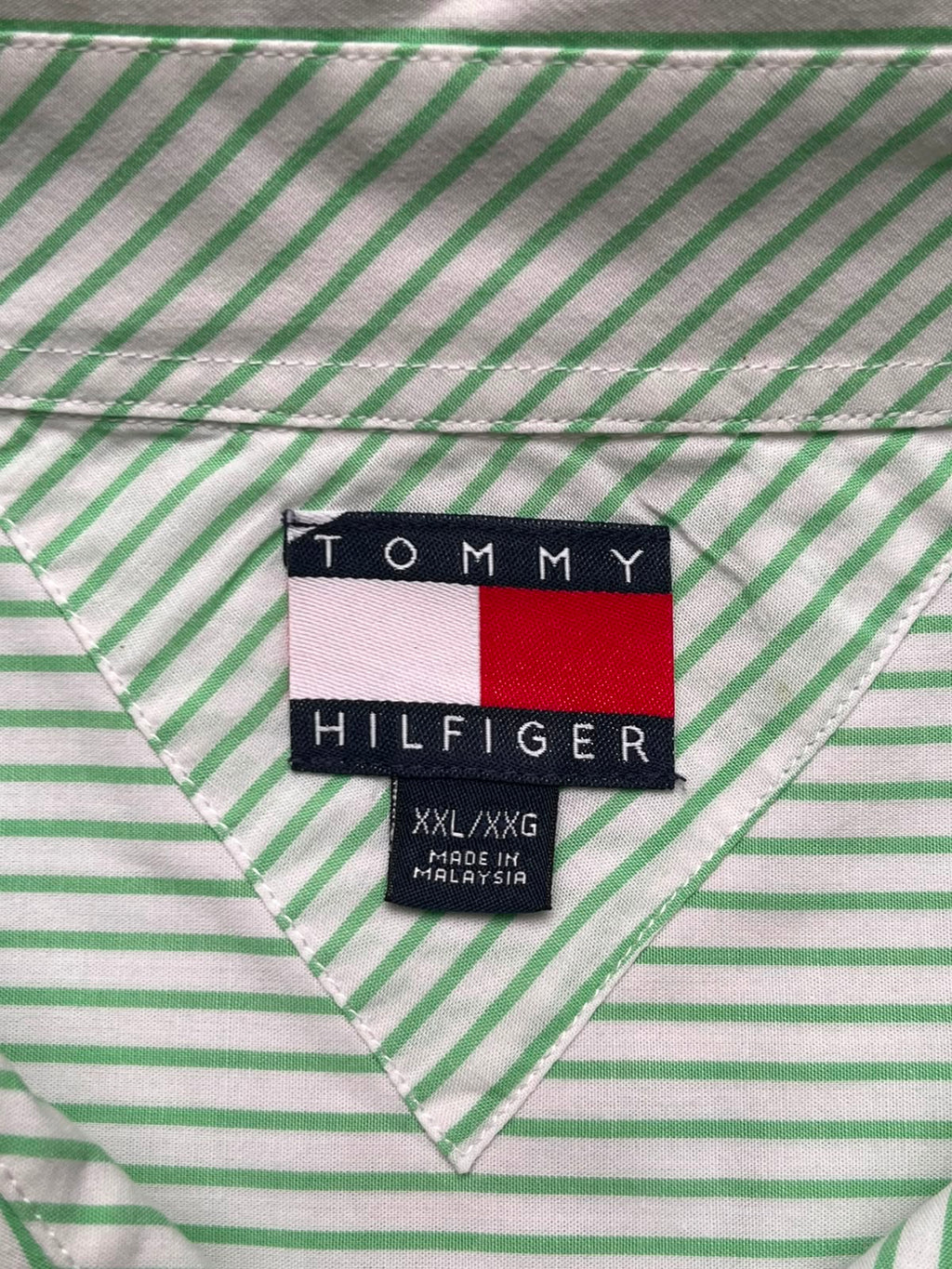 Tommy Hilfiger Green White Striped Button Down Shirt - XL